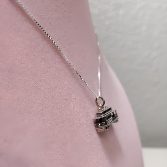 Vintage BEAU Sterling San Francisco Cable Car NECKLACE 22" - Picture 10 of 12